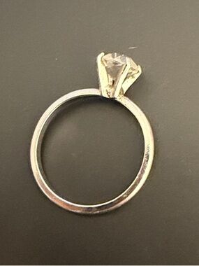Vintage silver Solitaire ring with clear stone MCM style classic